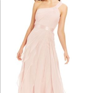 One shoulder Adrianna Papell gown in blush
